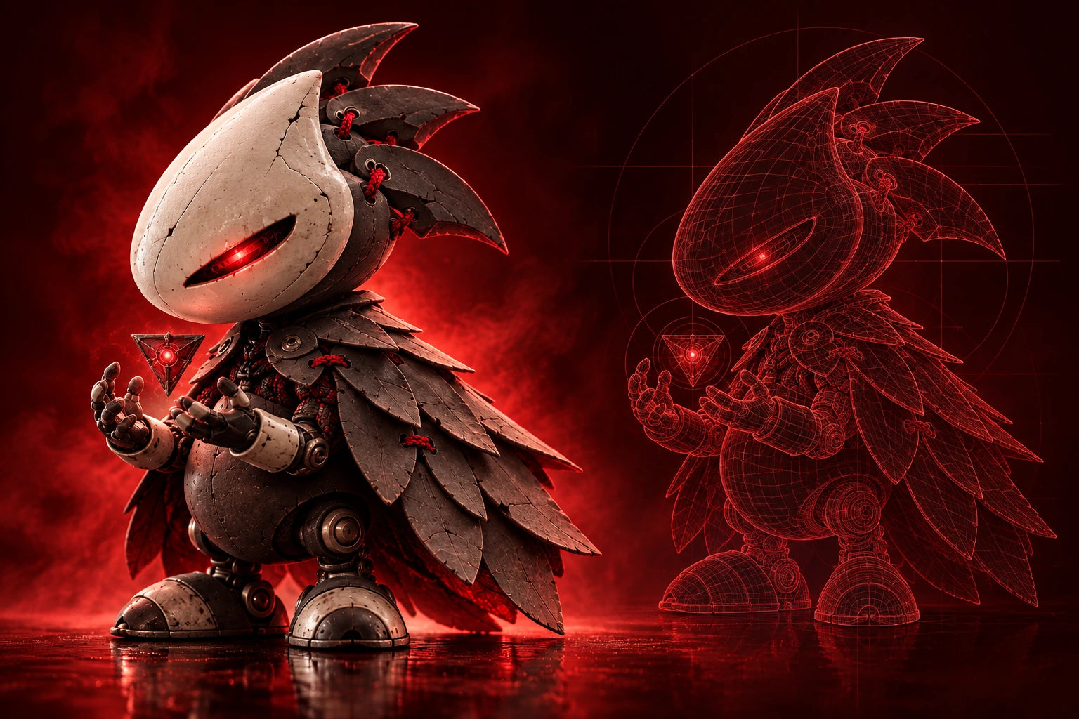 Original mobile game character with a technical silhouette study